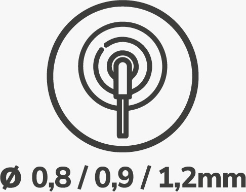 0,8 - 0,9 - 1,2 mm